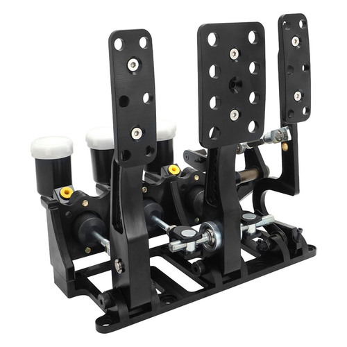RTS Racing Hydraulic Pedals Box , Lightweight Aluminium, Black Anodized , Floor Mount, Brake, Clutch, Accelerator pedal with Cylinders, Kit 