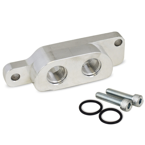 RTS Oil Filter Adapter, Billet Remote Oil Filter Adapter, -10 ORB Ports, GM LS1 Pans