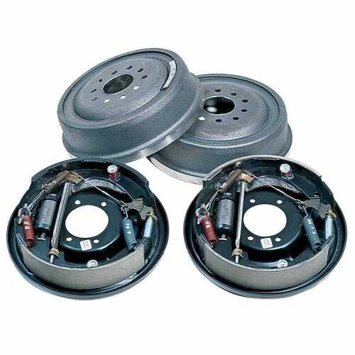 RTS Drum Brake Kit, Complete 11 in, Big Ford Late Style, Universal, 5 x 4.5 & 5 x 4.75" Bolt Circle, Backing Plates with brakes, Set