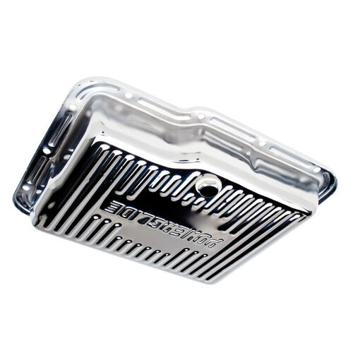RTS Transmission Pan, Stock, Steel Finned, Chrome, Finned, GM Powerglide