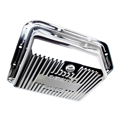 RTS Transmission Pan, Stock, Steel Finned, Chrome, Finned, GM, TH350