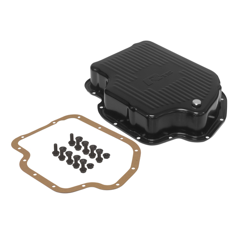 RTS Transmission Oil Pan, Extra Capacity, Steel Finned, Black powdercoat, Finned, GM, TH400