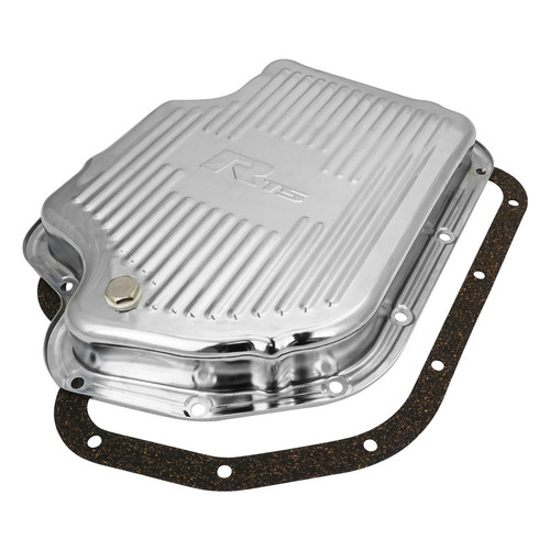 RTS Transmission Pan, Stock, Steel Finned, Chrome, Finned, GM, TH400
