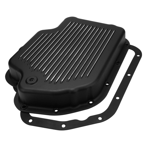 RTS Transmission Pan, Aluminium, Black, Machined Finned, Chev For Holden TH400