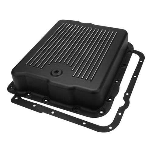 RTS Transmission Pan, Aluminium, Black, Machined Finned, Chev For Holden TH700R4, 4L60